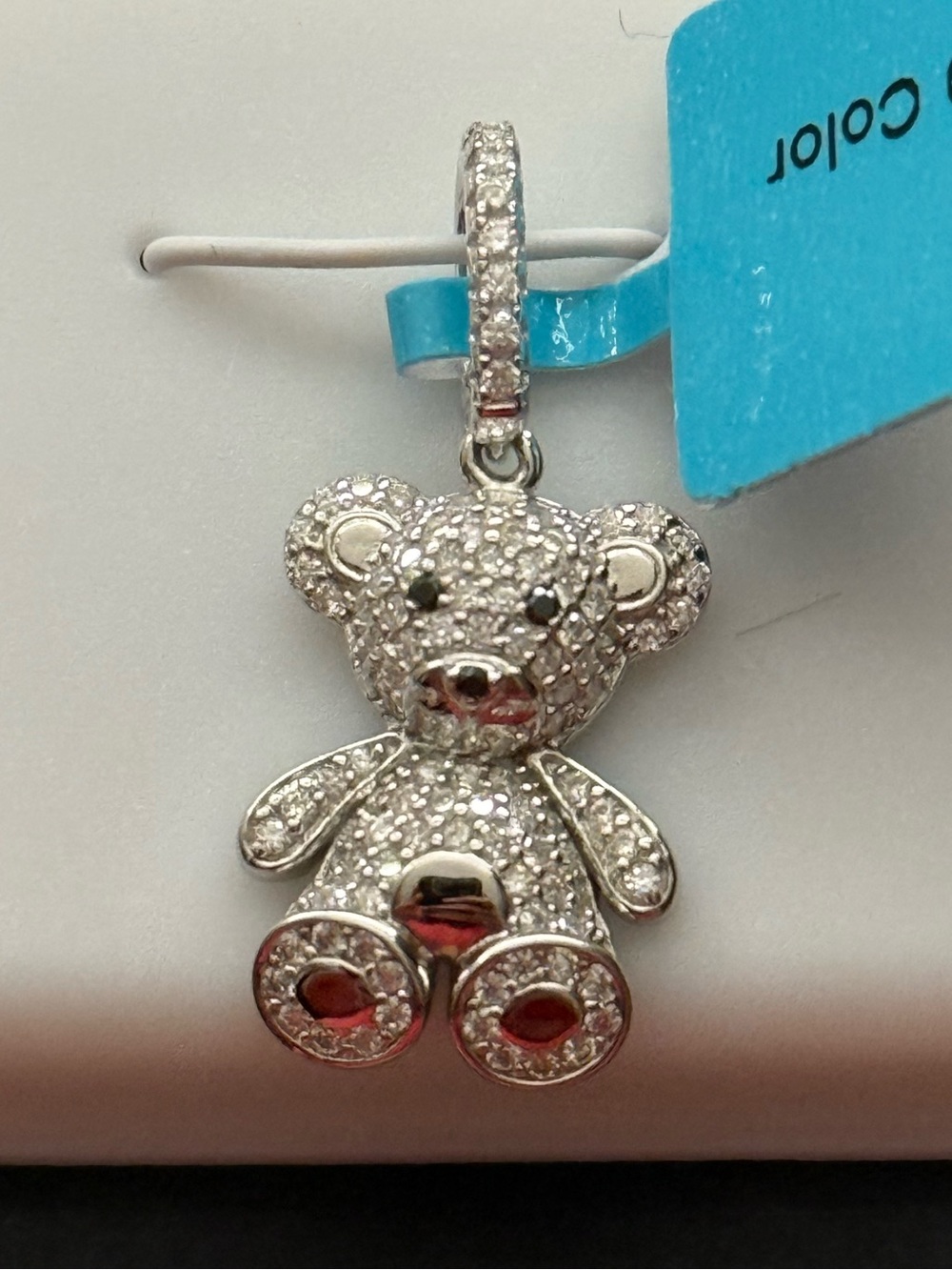 Moissanite Pavé Teddy Bear Pendant Sterling Silver- VVSD color
